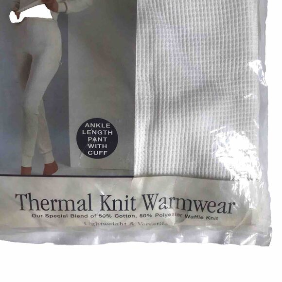 Vintage 70s 80s Ocello Warmwear baselayer pant SZ M Thermal Knit Women White NWT - Picture 3 of 6